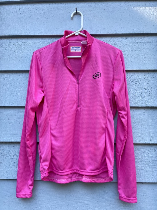 Performance Tops - Performance Technical Women’s Half-Zip Cycling Long Sleeve Jersey, Size XL, Pink
